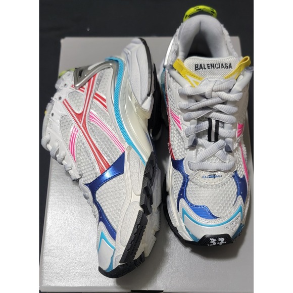 Balenciaga Runner Sneakers White Pink Blue Yellow Women Size 37 - Picture 3 of 11